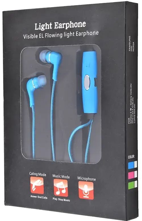 Наушники светящиеся Light Earphone, Вакуумные светодиодные наушники светящиеся в темноте с микрофоном