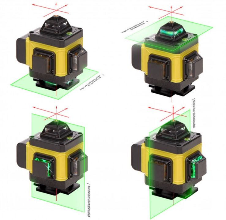 4D Лазерный уровень BL-16 GREEN PRO 16-линейный на 2 аккумулятора