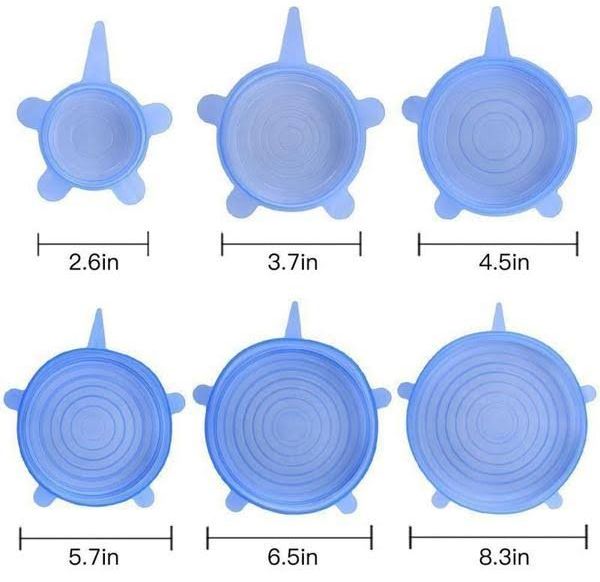Набор силиконовых крышек для посуды 6 шт Silicon Lids для хранения продуктов гибкие крышки-пленки