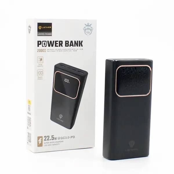 Power bank LENYES PX288D 20000mAh 22.5W+QC3.0+PD(реальная емкость), Портативное зарядное устройство с дисплеем, универсальная внешняя аккумуляторная батарея с быстрой зарядкой Quick Charging, павербанк для зарядки
