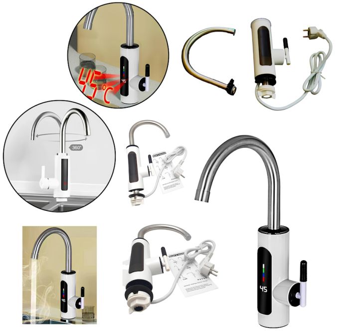 Проточный водонагреватель Delimano RY-022 ХРОМ WATER HEATER с экраном