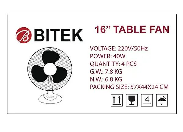 Компактный Настольный Универсальный Вентилятор BITEK BT-1610/16, портативный бесшумный мини-вентилятор с функцией автоповорота, 2 скорости, эффективный обдув