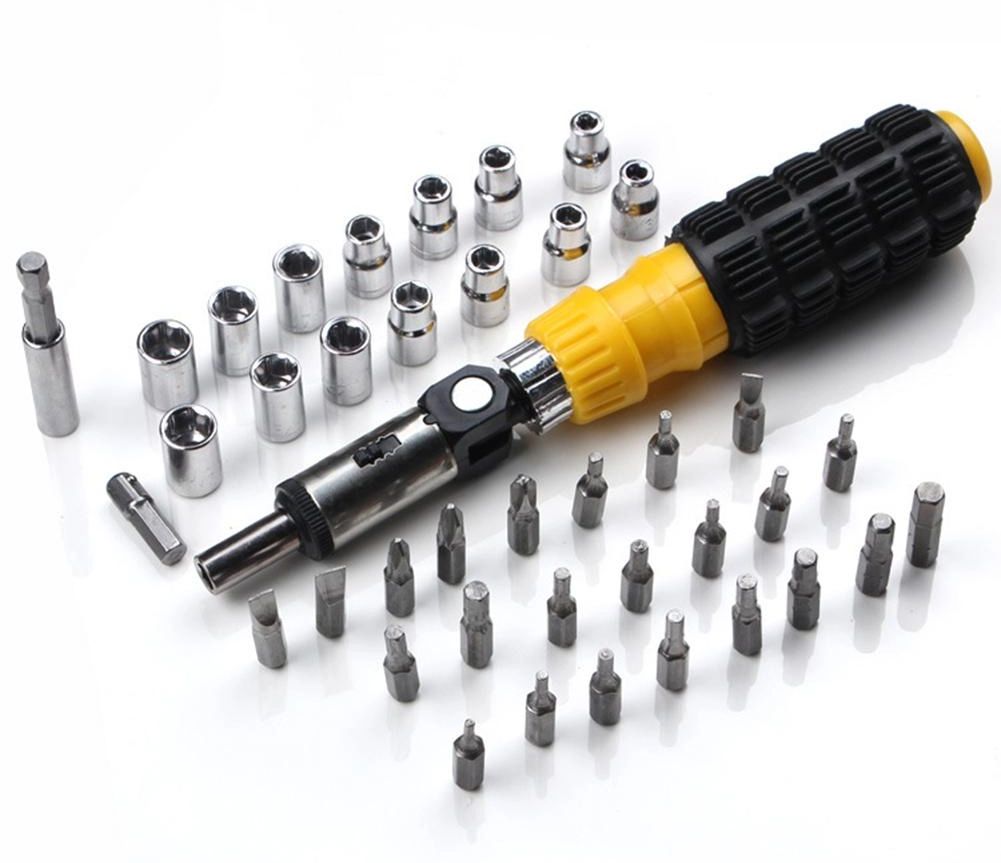 Универсальный набор инструментов 41 предмет в кейсе Piece Bit and Socket Set, Реверсивная отвертка с трещеткой с насадками