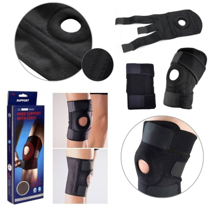 Защитный наколенник, фиксатор колена Knee Support With Stays | стабилизатор для коленной чашечки Knee support, Суппорт колена неопреновый со спиральными вставками, на липучке, специальная экипировка для мощной защиты слабого или больного колена