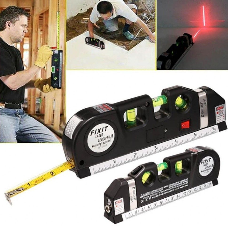 Лазерный уровень со встроенной рулеткой Laser Level Pro 3, лазерная рулетка