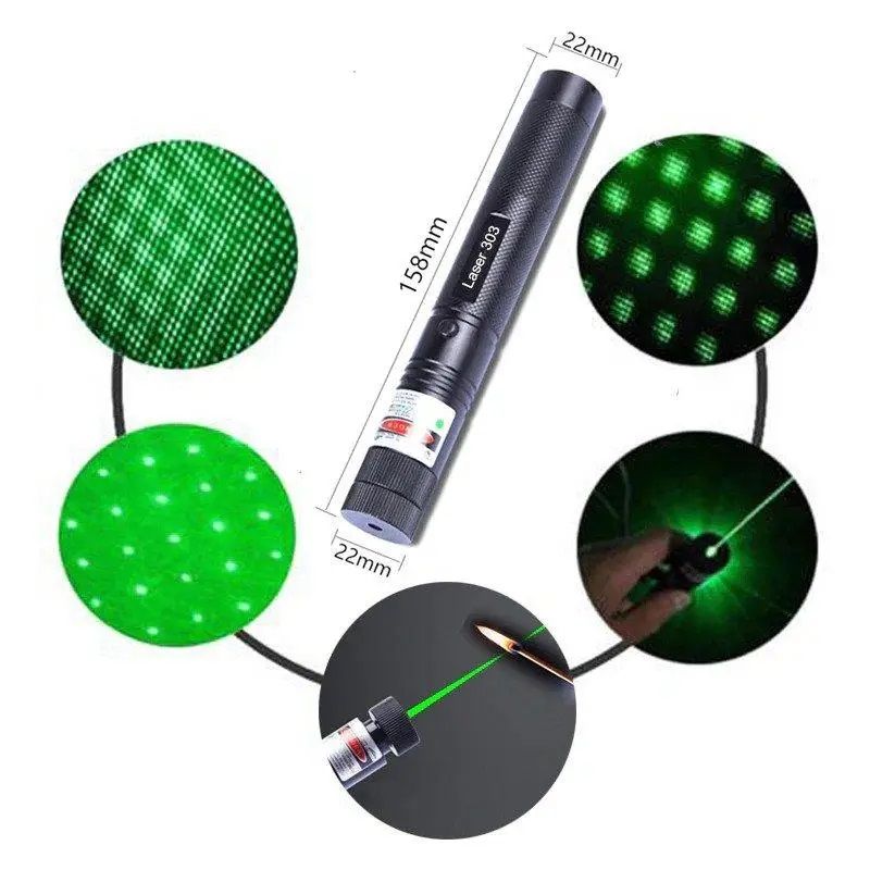 Лазерная указка Laser Pointer YL-303  1000mW, лазер зеленый с насадками аккумуляторный