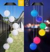Садовая декоративная подвесная лампа RGB с 6 LED шарами на солнечной батарее