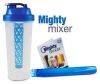 Ручной портативный легкий стакан-шейкер, Бутылочка миксер mighty mixer для приготовления молочныйх и многих других коктейлей  с мерной разметкой и съемной сеткой, для смешивания спортивного питания,универсальный компактный блендер