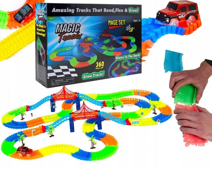 Magic Tracks 360 2 машинки Гоночный трек, светящийся конструктор гибкая гоночная трасса Мэджик трек