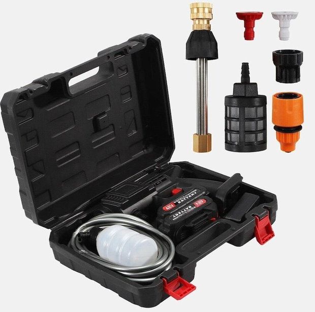Беспроводная мойка высокого давления Cleaning Gun 48V 550W на 2 аккумулятора, аккумуляторная мини мойка с кейсом для машины