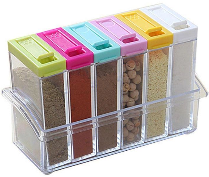 Органайзер для хранения специй Supretto Seasoning Piece Set six на 6 ячеек на подставке, набор спецовниц для хранения приправ и специй