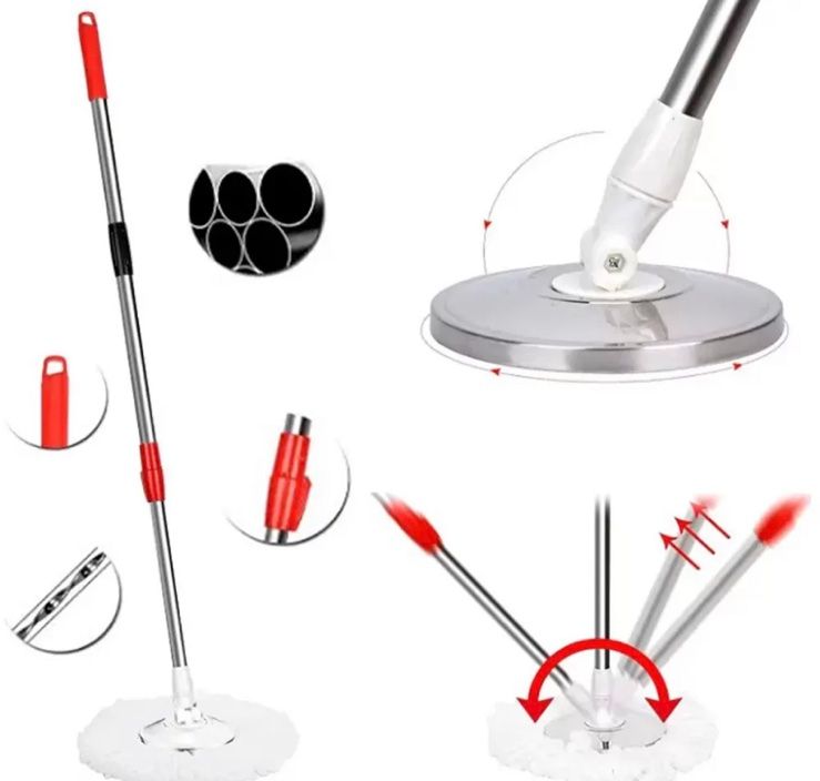 Швабра с ведром и автоматическим отжимом Spin Mop 360 10 л с насадкой из микрофибры