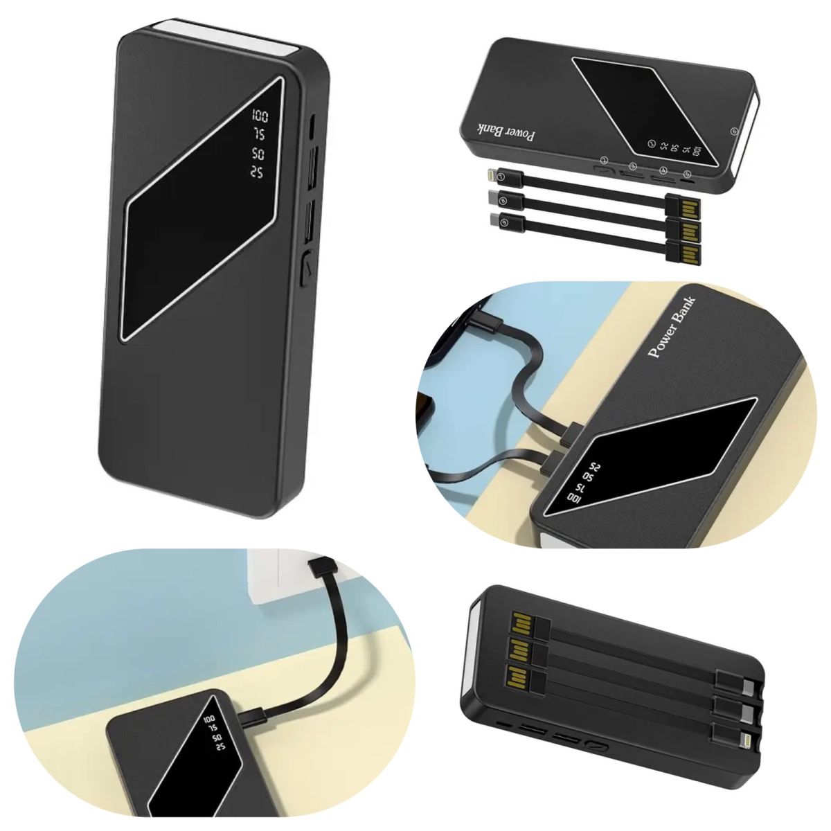 Повербанк Power Bank Viaking N9 50000mAh Black,портативное зарядное устройство с индикатором, фонариком, 2xUSB, MicroUSB, Type-C, Lightning
