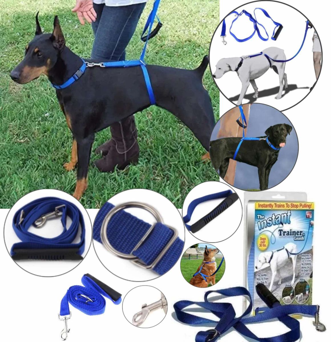Высококачественный плотный прочный Поводок нейлоновый Для Собак The Instant Trainer Leash более 30 кг подходит для любых собачек с удобной резиновой ручкой  1.80 м гуманный поводок для дрессировок  и выгула