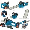 Ручная Мощная Универсальная Электропила 24V Chain Saw 12'', Пила аккумуляторная беспроводная безопасная выносливая портативная цепная для распилки дров и обрезки деревьев или веток с двумя аккумуляторами