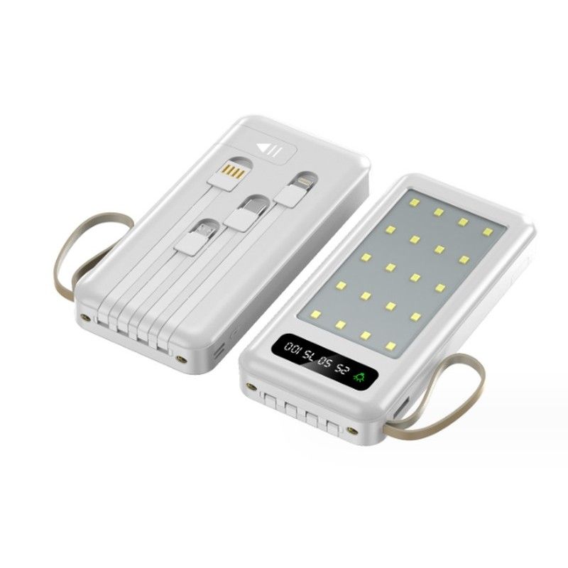 Мобильная зарядка Power Bank Z-05 50000mah, Универсальный павербанк, практичный аккумулятор для зарядки, портативная Батарея большой емкости с ярким фонариком и индикатором уровня заряда, со встроенными проводами Type-C, micro USB, USB, Lightning