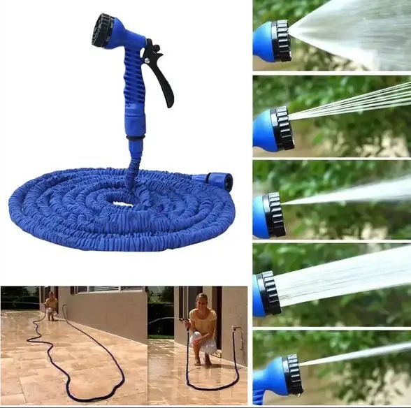 Компактный универсальный легкий Шланг садовый для полива Magic Hose 75 метров растягивающийся с распылителем, увеличивается и уменьшается автоматически, сверхпрочный и износостойкий поливочный с пулевизатором