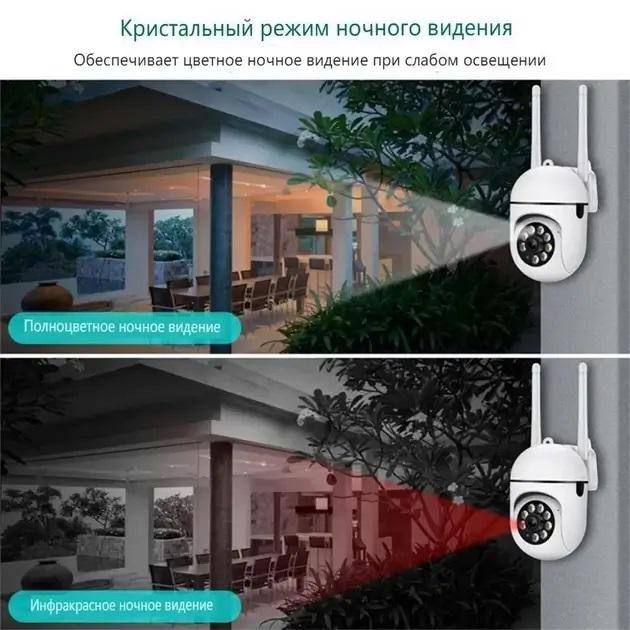 Поворотная камера наружного видеонаблюдения с Wi-Fi CLOUD STORAGE, Уличная поворотная 360° погодозащитная IP-камера, полный угол обзора, с удаленным доступом, ночной съёмкой и датчиком движения и и облачным хранилищем