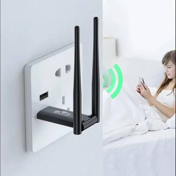 USB Wi-Fi репитер, USB-транслятор усилитель WiFi сигнала на 2 антенны, двухантенный беспроводной расширитель диапазона Wi-Fi сигнала, совместим практически со всеми роутерами, для многокомнатного дома или офиса